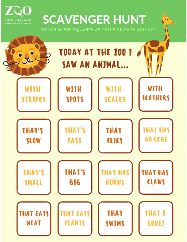Free Printable Zoo Scavenger Hunt Printable Word Searches