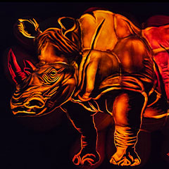 rhino carving of pumpkins at Jack O'Lantern Nights